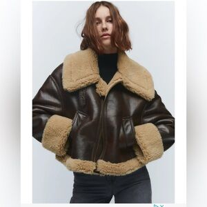 Zara brown aviator jacket